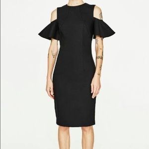 Zara Black Cold shoulder dress